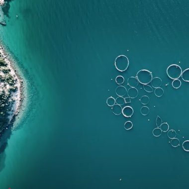 An abandoned fish farm in Greece from above